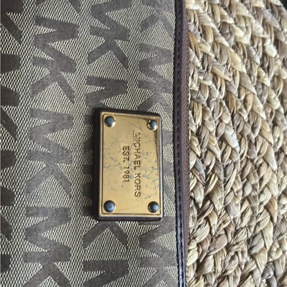 Michael Kors Brown and Cream Zip Pouch